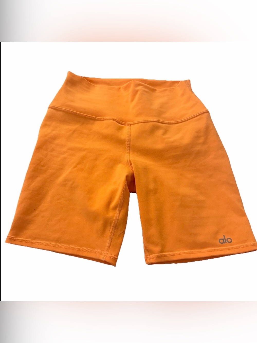 Alo Women's Orange High-Rise Biker Shorts Size S